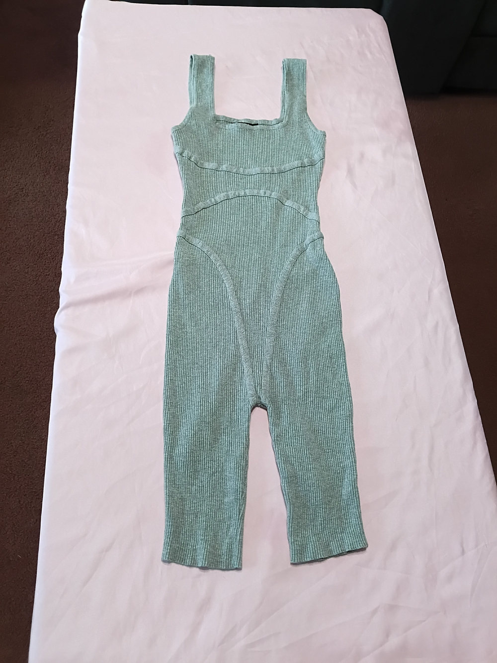 Hera Collection Gray Ribbed Knit Tank Jumpsuit Sz. Small